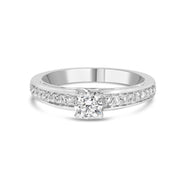 Bids.com 14K White Gold 1/2 Cttw Diamond Solitaire Pave Set Engagement Ring (G-H Color, VS2-SI1 Clarity) - Size 7 Rings