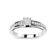 Bids.com 14K White Gold 1/2 Cttw Diamond Solitaire Pave Set Engagement Ring (G-H Color, VS2-SI1 Clarity) - Size 7 Rings