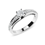 Bids.com 14K White Gold 1/2 Cttw Diamond Solitaire Pave Set Engagement Ring (G-H Color, VS2-SI1 Clarity) - Size 7 Rings