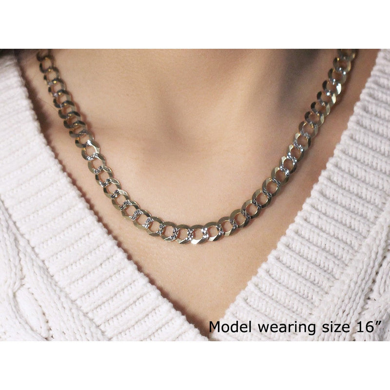 Bids.com 8.2 mm 14k Two Tone Gold Pave Curb Chain Necklaces