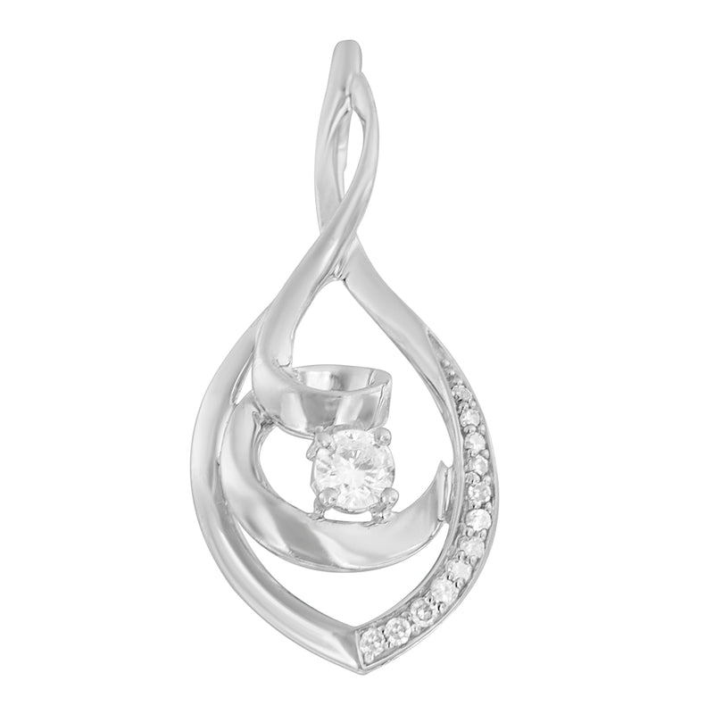 Bids.com 10K White Gold 1/4 Cttw Brilliant-Cut Round Diamond Spiral Link 18" Pendant Necklace (I-J Color, I2-I3 Clarity) Necklaces