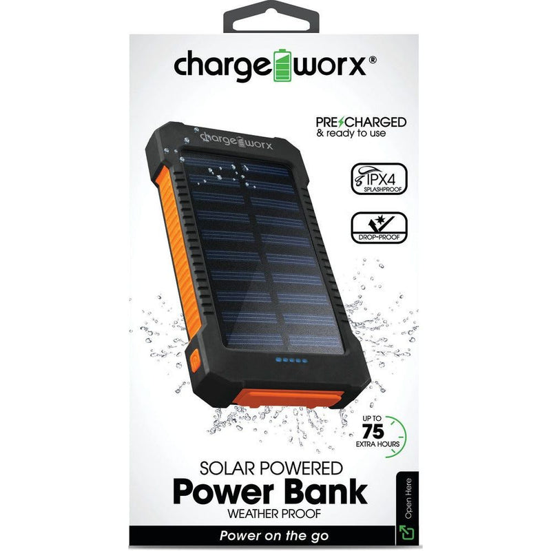 Chargeworx Chargeworx Power Bank 10K Solar, Black Power Adapters & Chargers