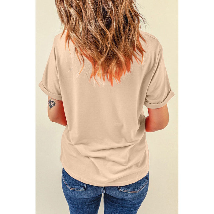 Sequin Round Neck Short Sleeve T-Shirt