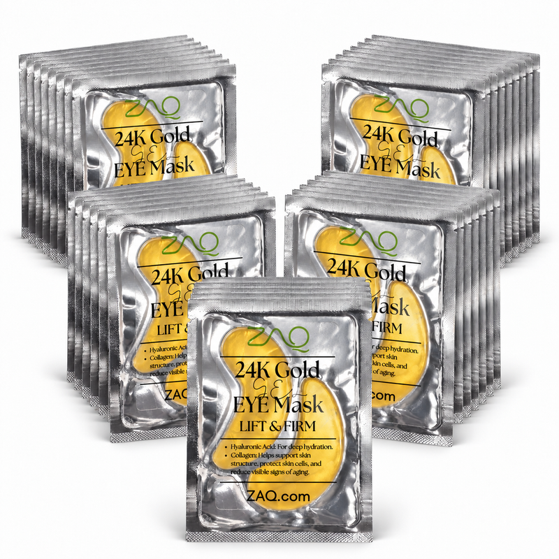 ZAQ Skin & Body 24K Gold Lift & Firm Hydrogel Eye Patches White Smoke Retail Box - 10 Packs ( 50 Pairs)