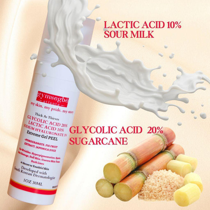 gymsegbë Thick As Thieves Pure Glycolic Acid Lactic Acid Extreme Gel Peel - 30ml Exfoliation, Dark Spots, Hyperpigmentation