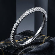 Bids.com 925 Sterling Silver Platinum Plated CZ Pavé Setting Ring Size 5.0 for Women Rings