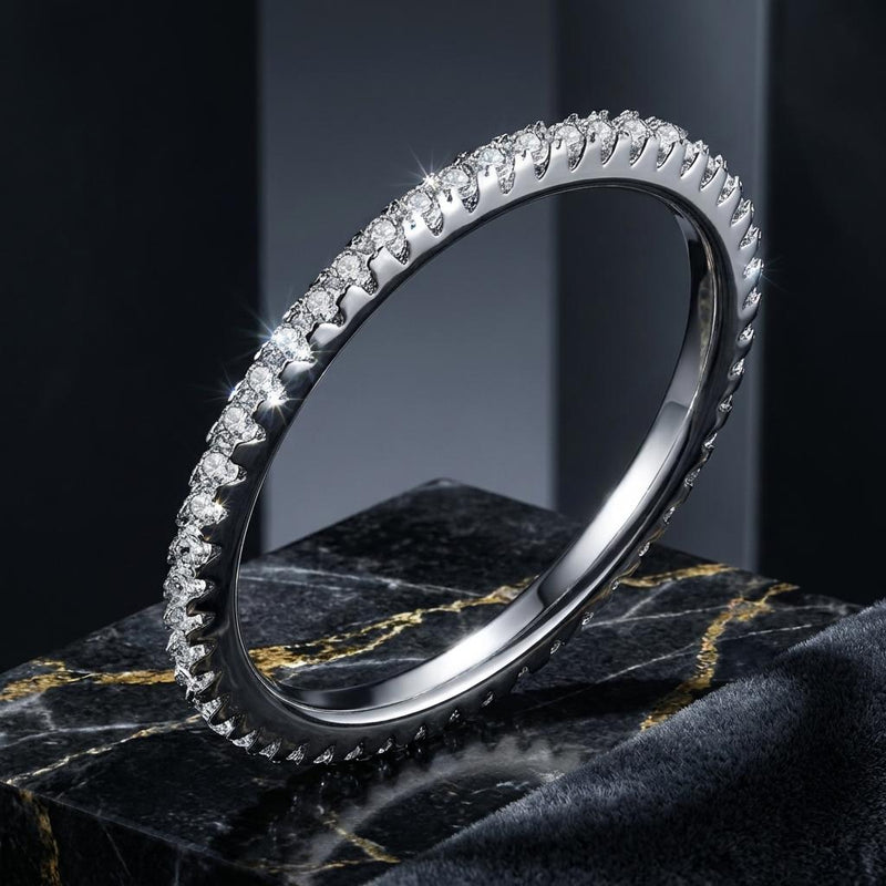 Bids.com 925 Sterling Silver Platinum Plated CZ Pavé Setting Ring Size 5.0 for Women Rings