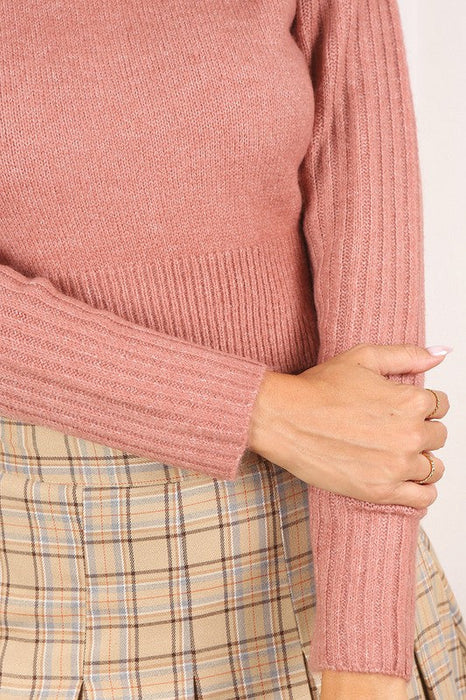 Crop mock neck sweater