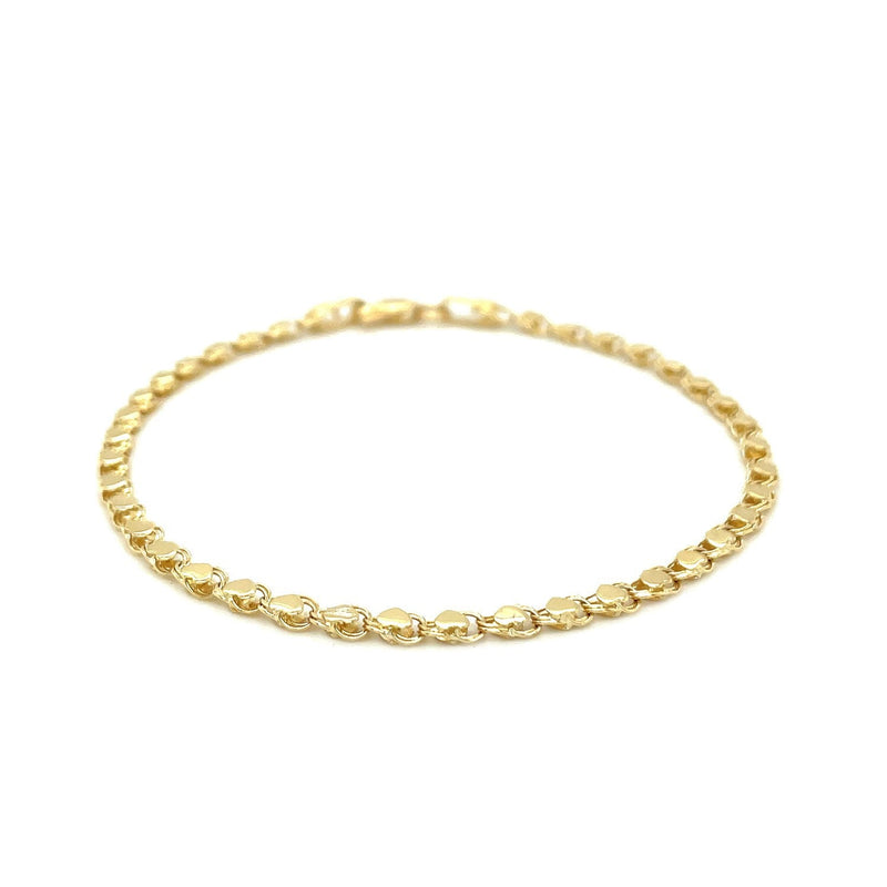 Bids.com 2.9mm 14k Yellow Gold Heart Bracelet Bracelets