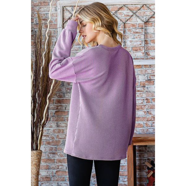 Heimish Round Neck Dropped Shoulder Blouse