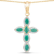 Bids.com 18K Yellow Gold Plated 0.84 Carat Genuine Emerald .925 Sterling Silver Pendant Pendants