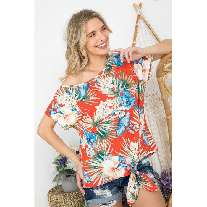 TROPICAL ONESHOULDER TOP