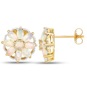 Bids.com 14K Yellow Gold Plated 2.70 Carat Genuine Ethiopian Opal .925 Sterling Silver Earrings Earrings