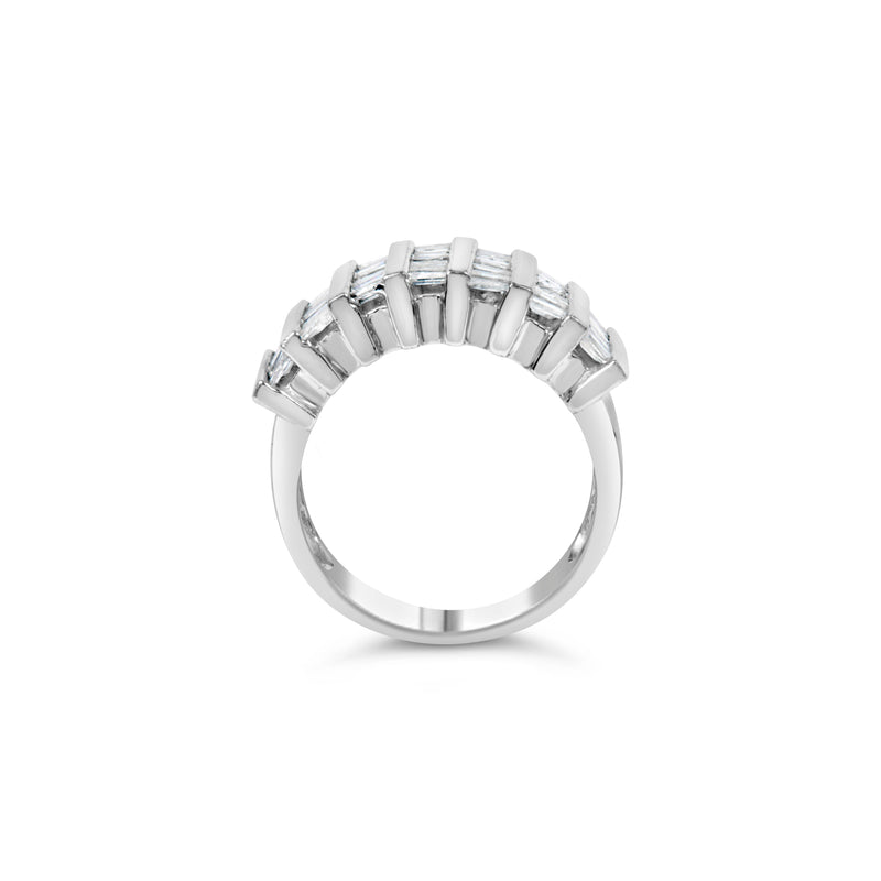 Bids.com .925 Sterling Silver 1.0 Cttw Baguette Cut Diamond Vertical Channel Fluted Multi-Row Unisex Fashion Wedding Ring (H-I Color, I1-I2 Clarity) - Size 6-3/4 Rings