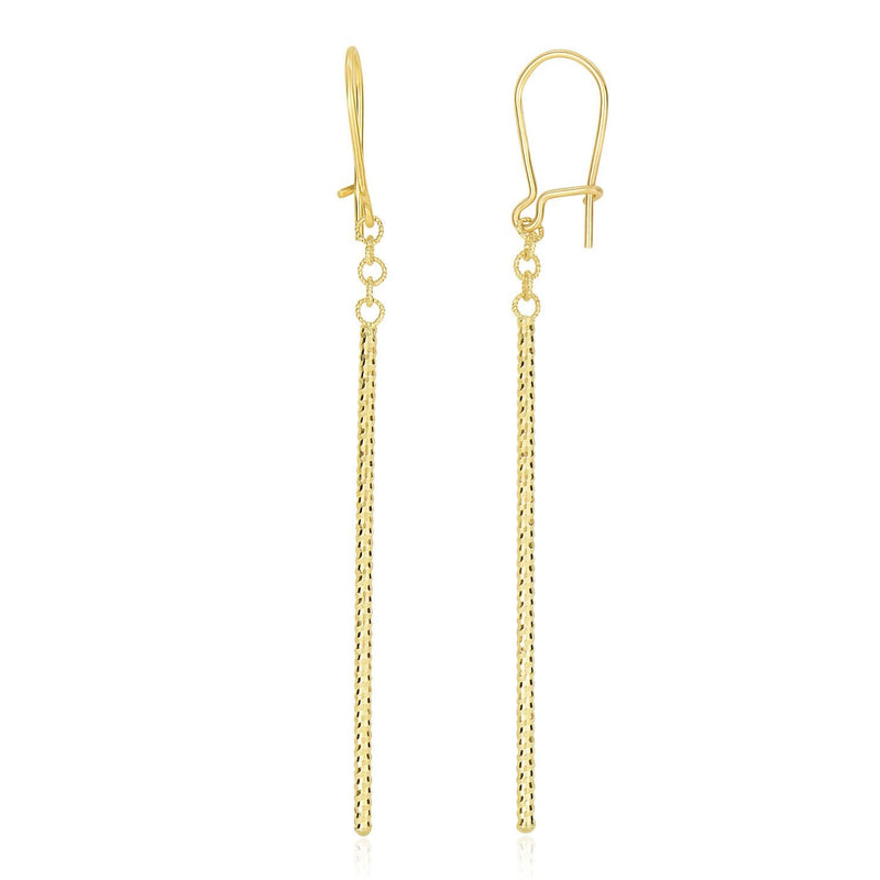 Bids.com 14k Yellow Gold Long Bar Diamond Cut Drop Earrings Earrings