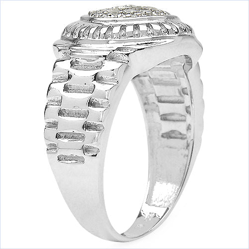 Bids.com 0.20 Carat Genuine White Diamond .925 Sterling Silver Ring Rings