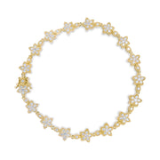 Bids.com 14K White Gold 1 1/5 Cttw Round Diamond Flower Blossom Link Bracelet (H-I Color, SI1-SI2 Clarity) - Size 7" Bracelets