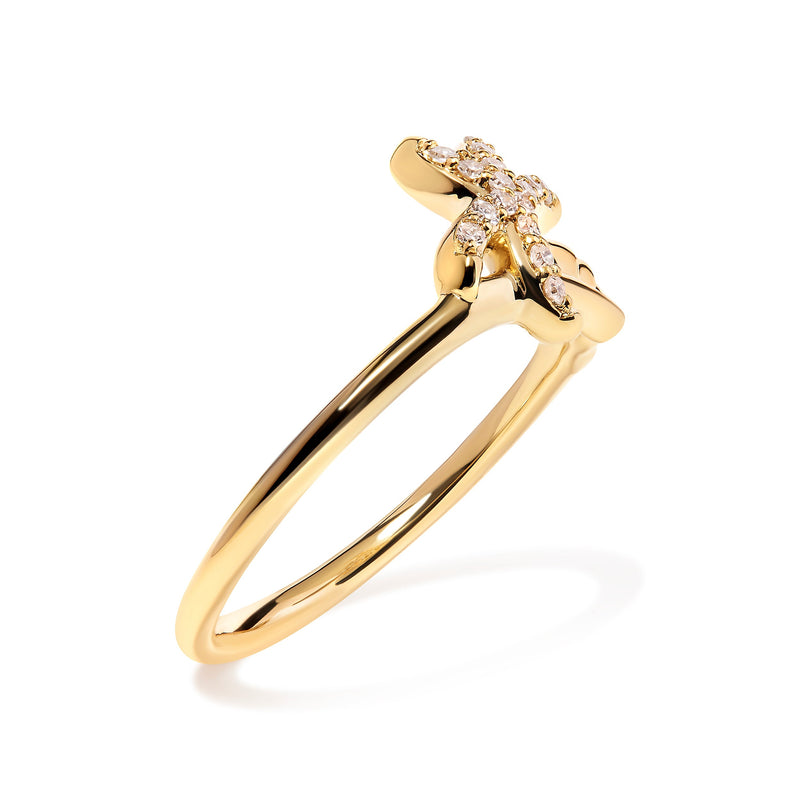 Bids.com 10K Yellow Gold 1/10 Cttw Diamond  Palm Tree Statement Ring (H-I Color, I1-I2 Clarity) - Ring Size 7 Rings