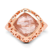 Bids.com 14K Rose Gold Plated 3.25 Carat Genuine Pink Rutile .925 Sterling Silver Ring Rings