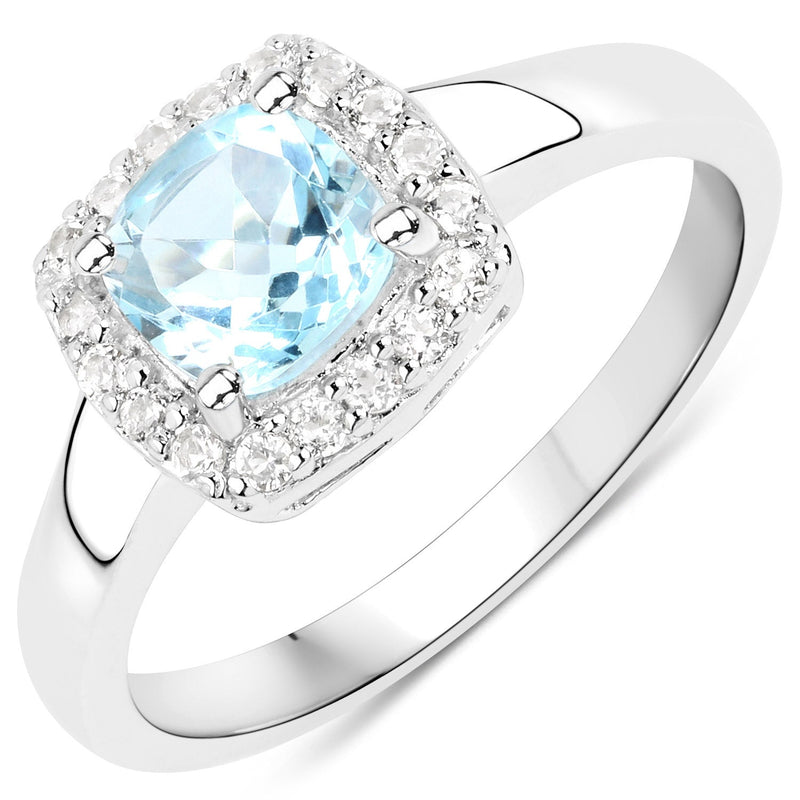 Bids.com 4.62 Carat Genuine Blue Topaz and White Topaz .925 Sterling Silver 3 Piece Jewelry Set (Ring, Earrings, and Pendant w/ Chain) Jewelry Sets