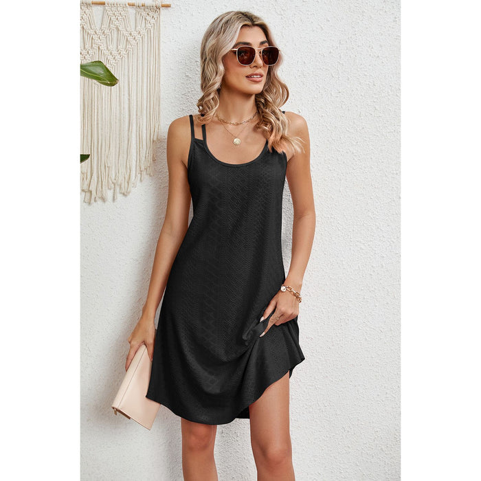 Eyelet Scoop Neck Double Strap Dress