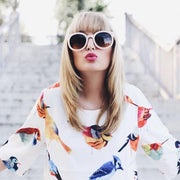 zeroUV Womens Designer Round Oversize Retro Fashion Sunglasses 8623 Sunglasses