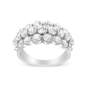 Bids.com 10K White Gold 2 1/2 Cttw Round Natural Diamond 3 Row Band Ring (I-J Color, I1-I2 Clarity) - Ring Size 7 Rings