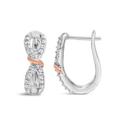 Bids.com 10K White and Rose Gold 1/3 Cttw Diamond Infinite and Ribbon Hoop Earrings (H-I Color, I1-I2 Clarity) Earrings