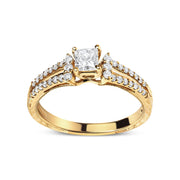 Bids.com 14K Yellow Gold Diamond 5/8 Cttw Princess Diamond Split Shank and Milgrain Engagement Ring (G-H Color, VS2-SI1 Clarity) - Size 7 Rings