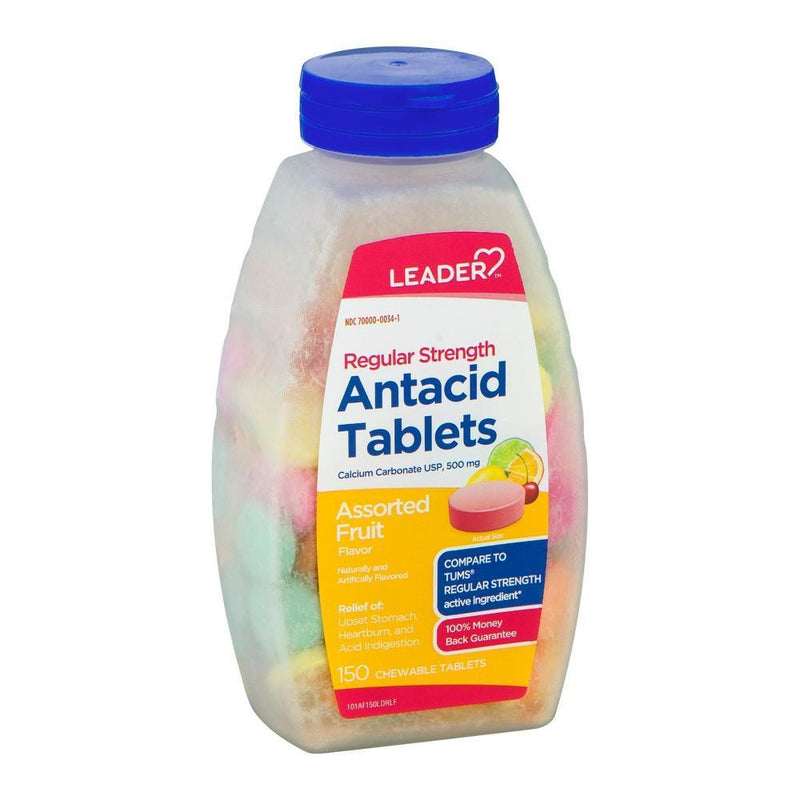 Leader Leader Antacid Regular Strength Assorted Fruit 150 Chewable Tablets Medicine & Drugs