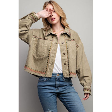 EMBROIDERED WASH COTTON JACKET