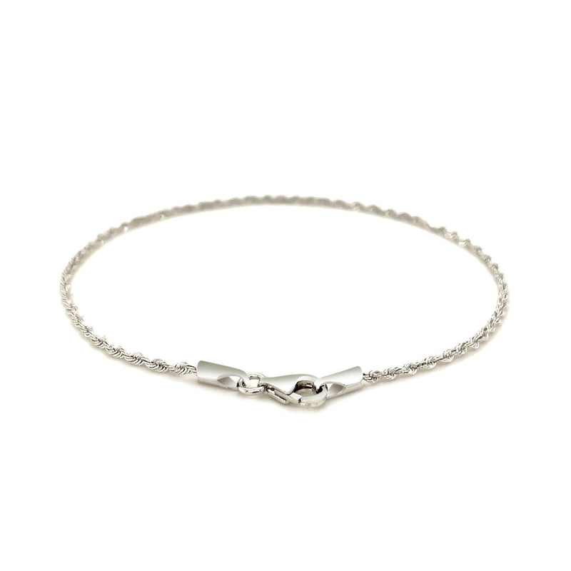 Bids.com 14k White Gold Solid Diamond Cut Rope Bracelet 1.5mm Bracelets
