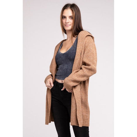 Hooded Open Front Sweater Cardigan