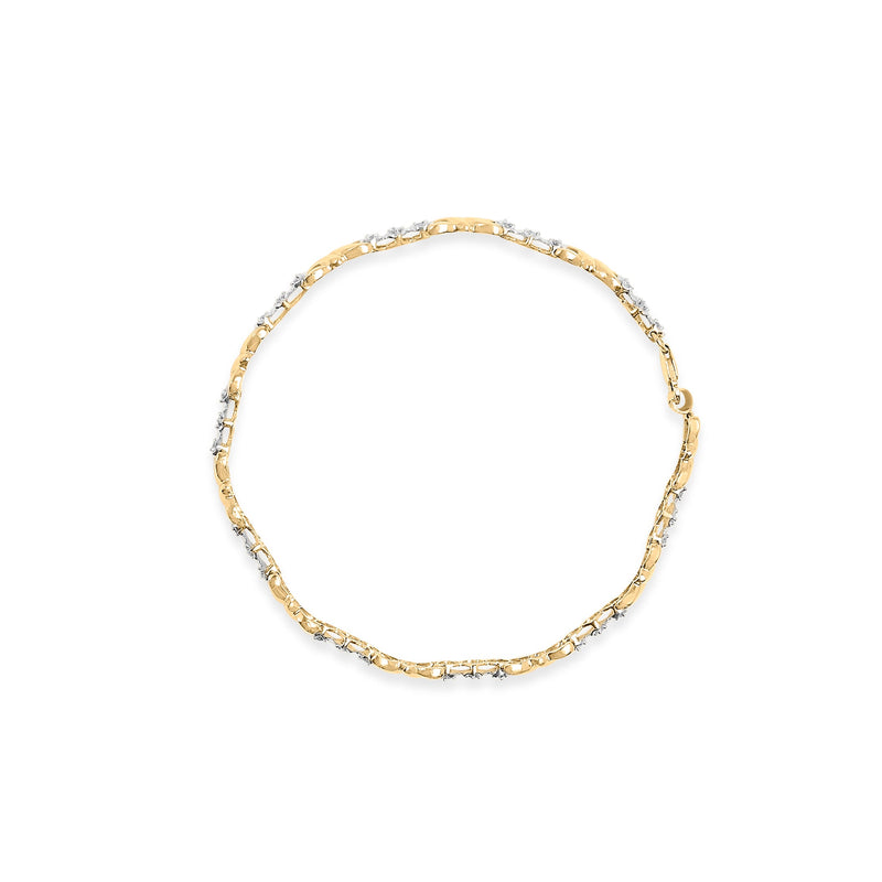 Bids.com 10k Yellow Gold 1/3 Cttw Diamond 3 Stone and X-Link Bracelet (I-J Color, I1-I2 Clarity) - 7.50" Inches Bracelets