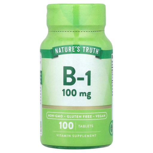 Nature's Truth Vitamin B-1 100 mg Tablets, 100 Count (10x10) Unit Dose Vitamins & Supplements Light Green