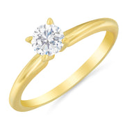 Bids.com GIA Certified 14K Yellow Gold 1/2 Cttw Diamond Solitaire Engagement Ring (H Color, SI1 Clarity) - Size 6 Rings