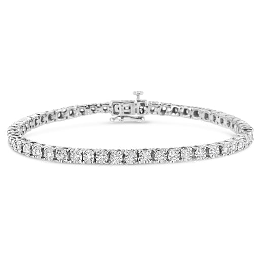 Bids.com 14K White Gold 3.0 Cttw Lab Grown Diamond Illusion-Set Miracle Plate Tennis Bracelet (F-G Color, VS1-VS2 Clarity) - Size 7.25" Bracelets