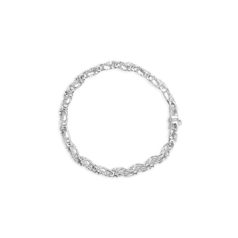 Bids.com 14K White Gold 2.00 Cttw Diamond Cluster and Spiral Link Bracelet (I-J Color, I1-I2 Clarity) - 7" Bracelets