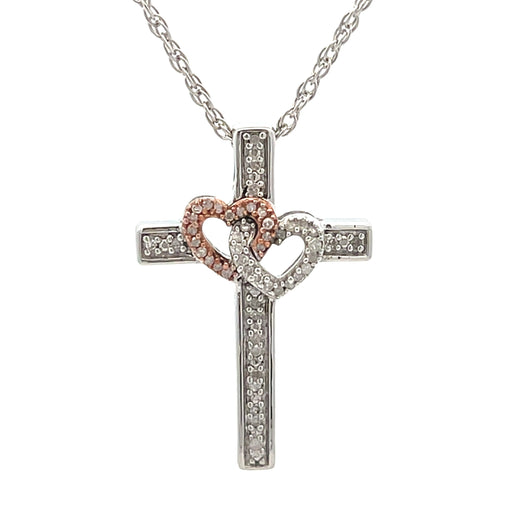 Bids.com .11ct Cross Religious Pendant Sterling Silver 10KT Gold Pendants