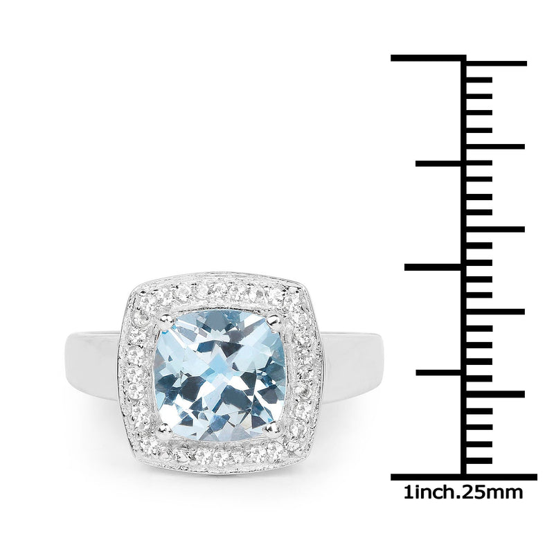 Bids.com 2.46 Carat Genuine Blue Topaz and White Topaz .925 Sterling Silver Ring Rings
