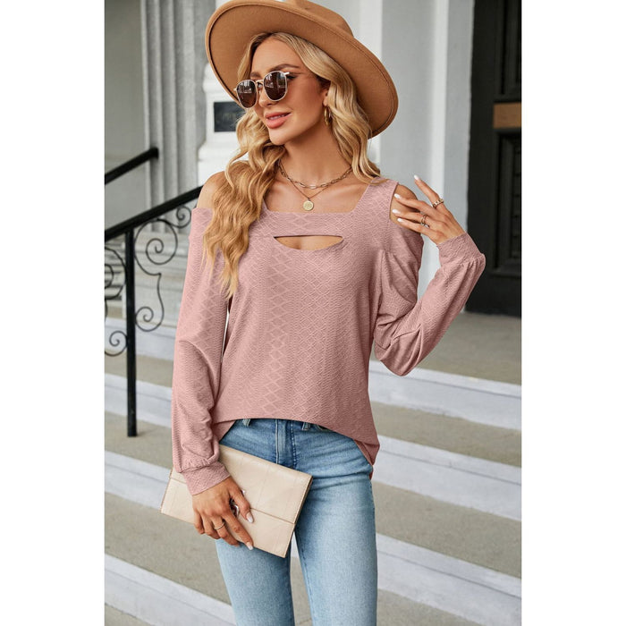 Cold Shoulder Square Neck Cutout Blouse