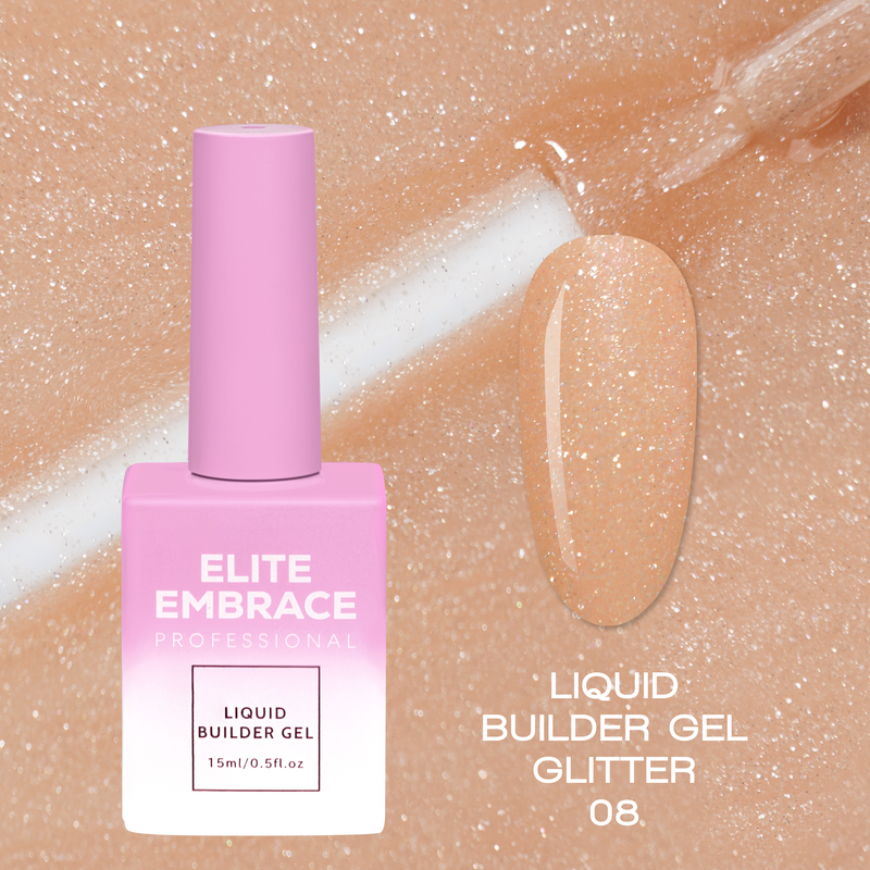 nbmsupply ELITE EMBRACE Professional Liquid Builder Gel Glitter 08 15ml ELBGG0815