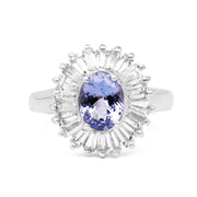 Bids.com 2.47 Carat Genuine Tanzanite and White Topaz .925 Sterling Silver Ring Rings