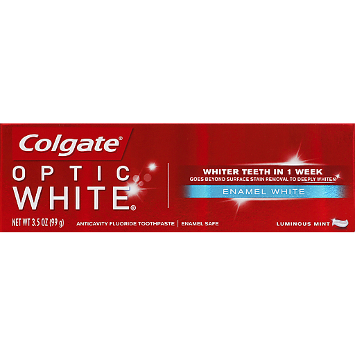 Colgate Colgate Optic White Toothpaste, Anticavity Fluoride, Enamel White, Luminous Mint Toothpaste