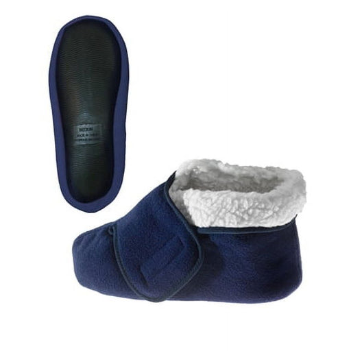 Silvert s Silvert s Men’s & Women’s Extra Wide Soft Fleece Diabetic Bootie Slippers For Seniors XS Navy Shoes White Smoke