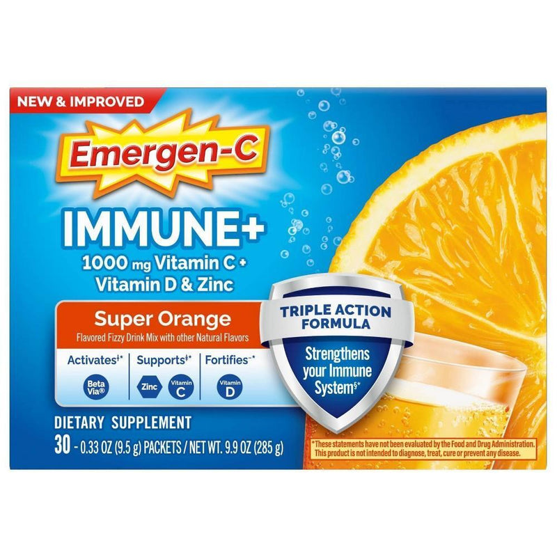 Emergen-C Emergen-C Vitamin C Fizzy Drink Mix, Super Orange – 1000mg – 30 Count Vitamins & Supplements