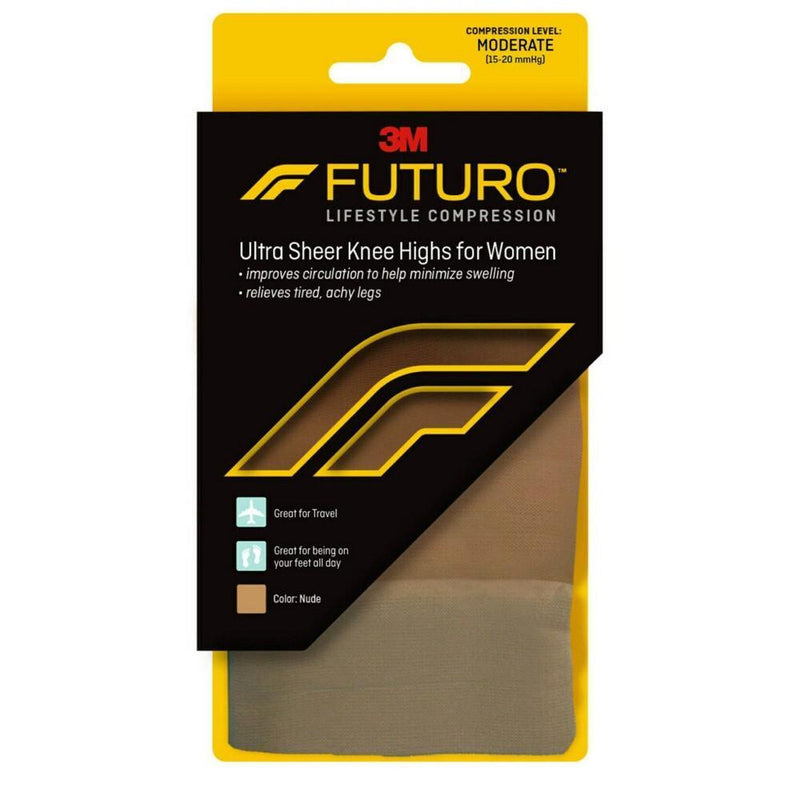 Futuro Futuro TheOnlineDrugstore: Revitalizing Ultra Sheer Knee Highs For Women Medium Nude Moderate Compression - 1 Pair Health & Beauty