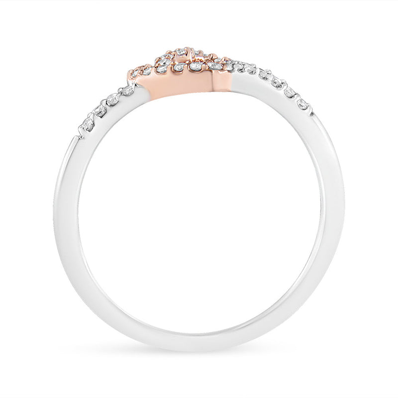 Bids.com 14K Rose Gold Plated and White .925 Sterling Silver 1/5 Cttw Round-Cut Diamond Open Heart Promise Ring (I-J Color, I2-I3 Clarity) - Ring Size 7 Rings