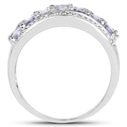 Bids.com 1.44 Carat Genuine Tanzanite & White Topaz .925 Sterling Silver Ring Rings