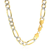 Bids.com 7.0mm 14K Yellow Gold Solid Pave Figaro Chain Necklaces